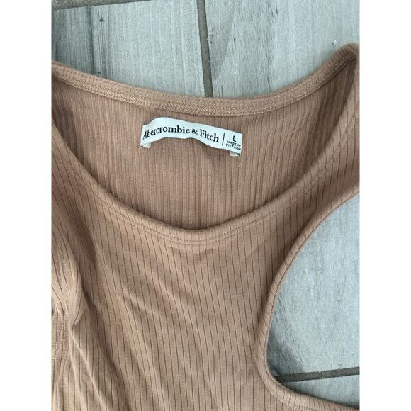 Abercrombie & Fitch Elevated Knit Side Cutout Midi Dress Brown Size L BZ - Picture 3 of 3